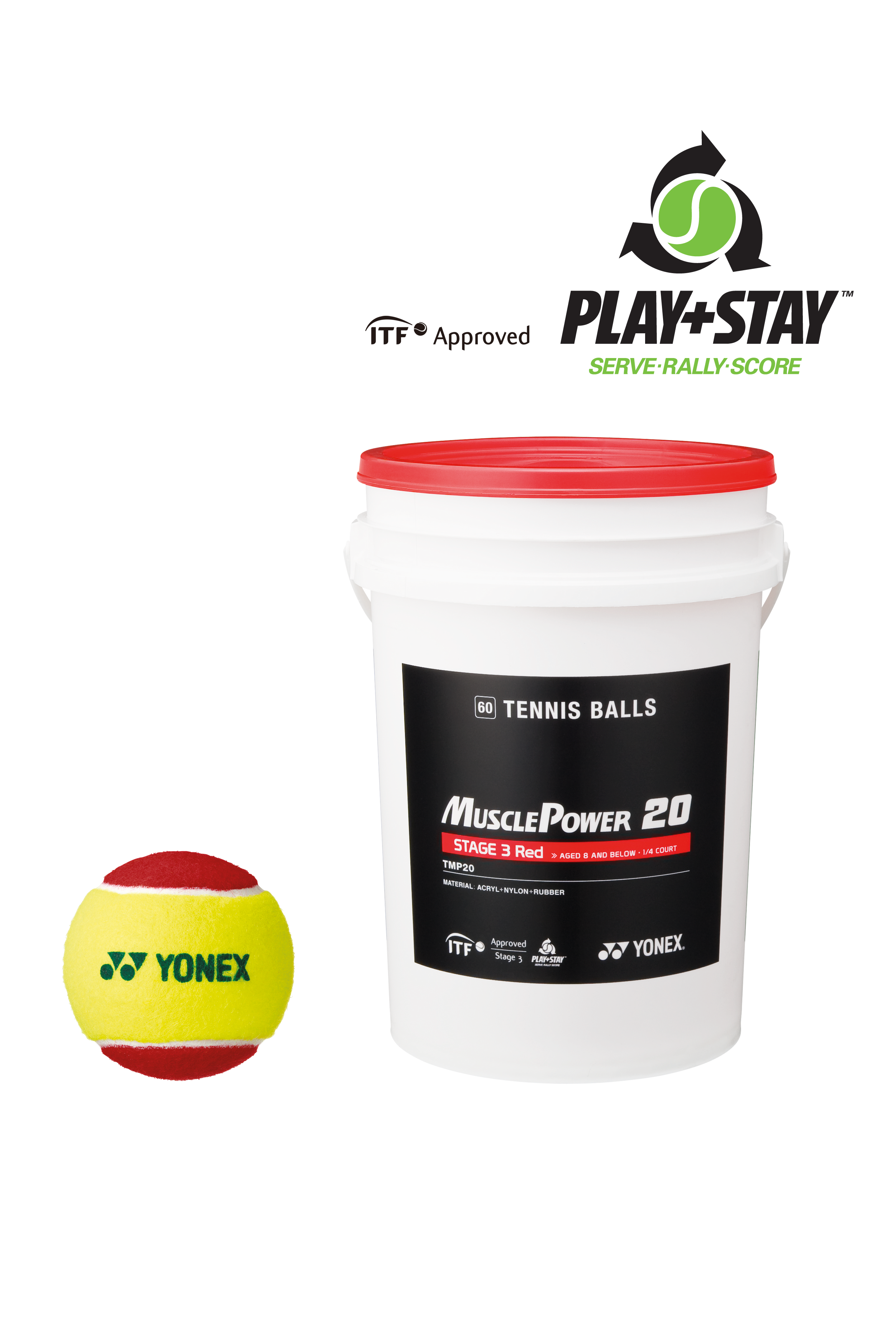COLOURED TRAINING BALLS BUCKET - 60 BALLS, STAGE 3
