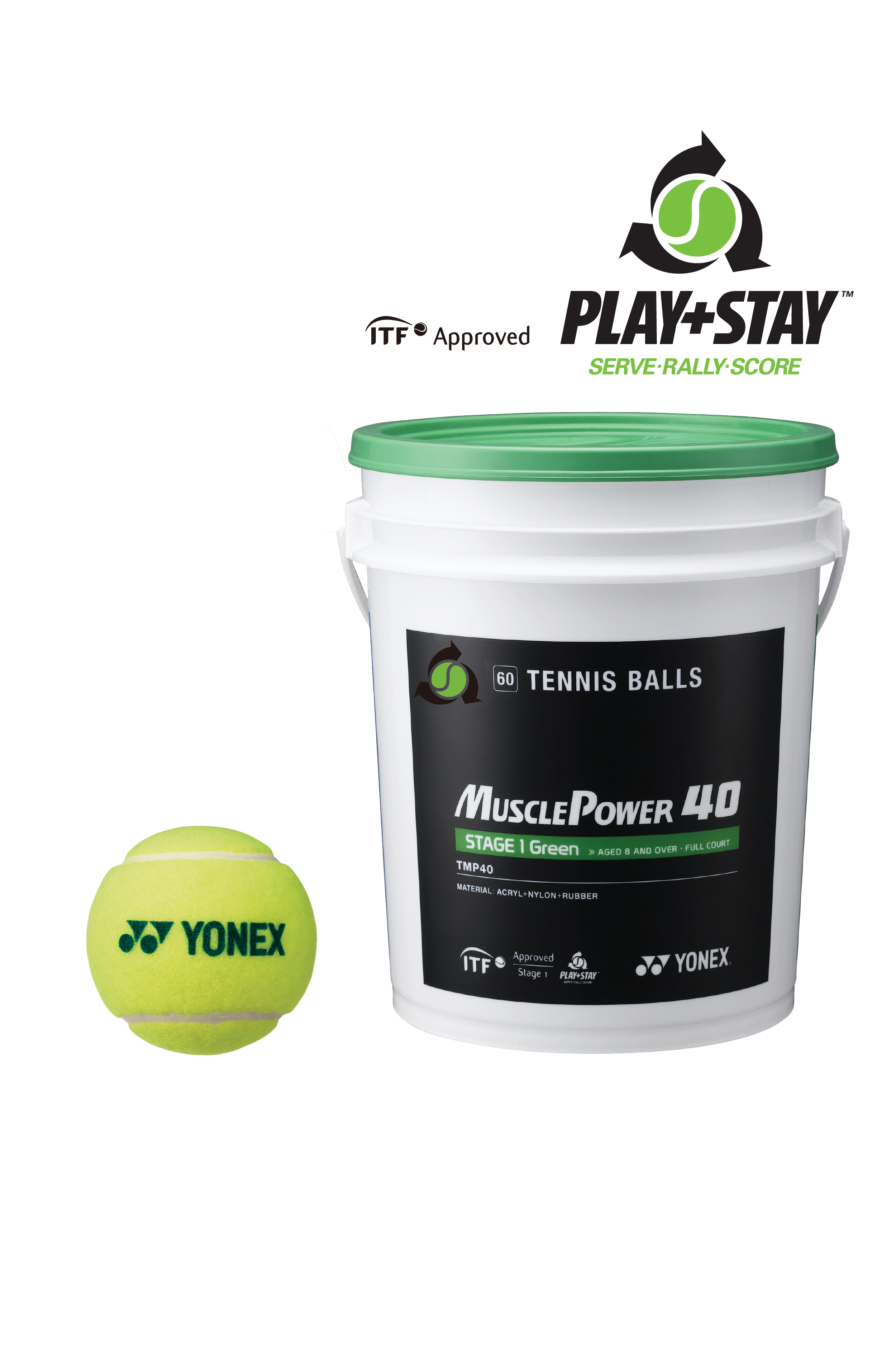 COLOURED TRAINING BALLS BUCKET - 60 BALLS, STAGE 1